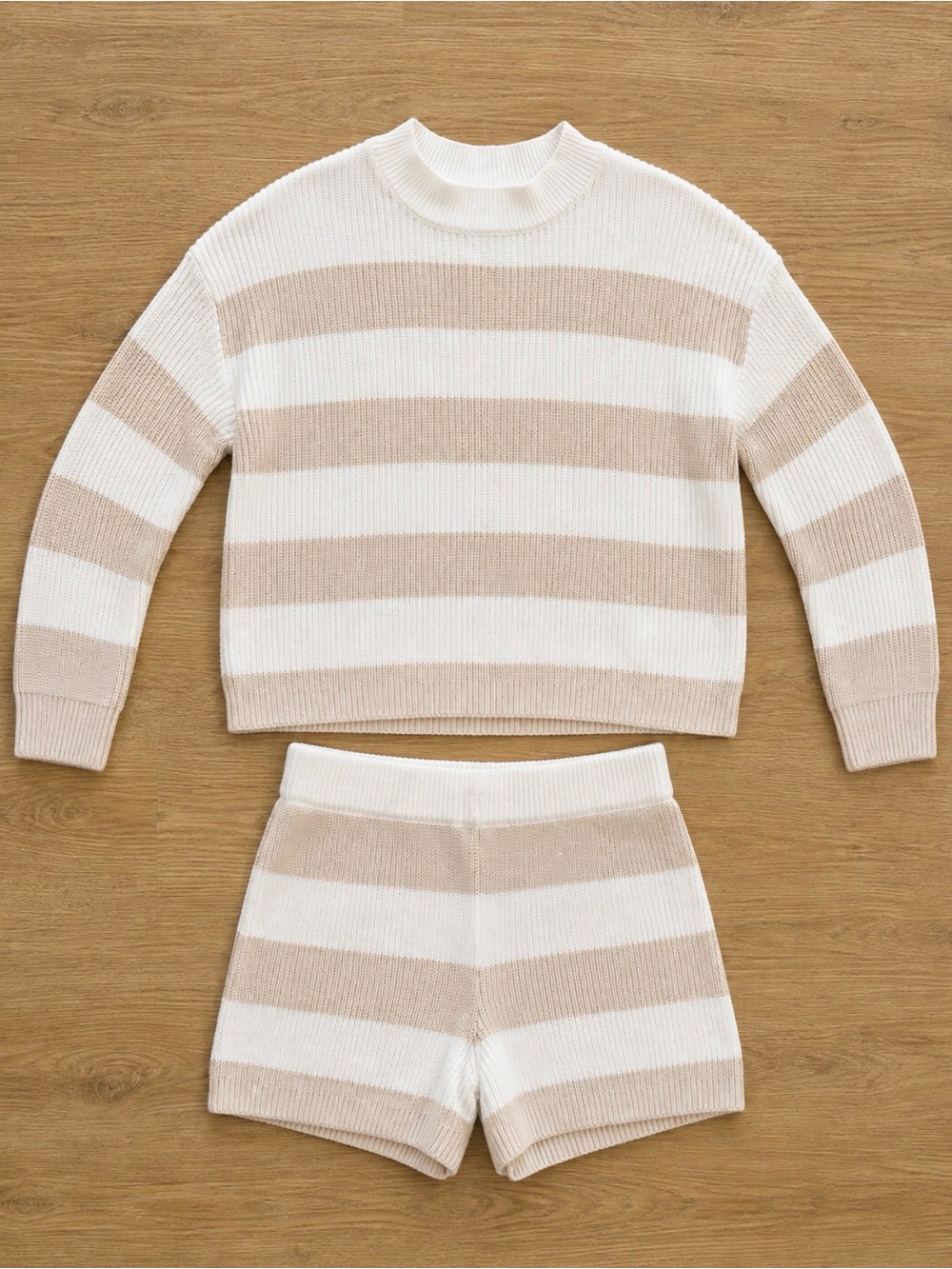 Sincerely Jules Beige & White Striped Knit Set XL